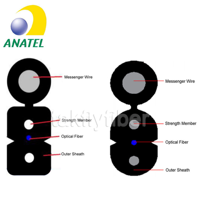 Одобренный ANATEL кабель волокна падения провода стали кабеля падения GJYXCH 1C 2C 4C G657A плоский FTTH плоский