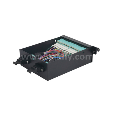 Волоконно-оптическая MPO кассета MTP Patch Panel Алюминиевый сплав Управление скользящим типом для центра обработки данных FTTX