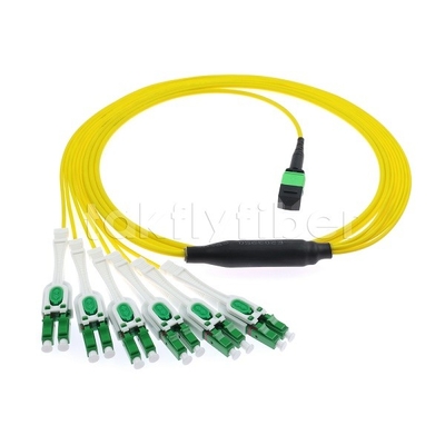 12F MPO-6x LC APC DX Uniboot SM Fiber Optic Patch Cord с никелевым рукавами диаметром 3,0 мм