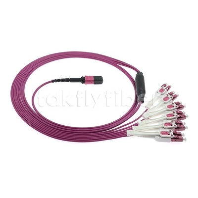 12F MPO/MTP-LC APC DX Uniboot OM4 Fiber Optic Patch Cord для центров обработки данных от -40°C до 85°C