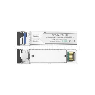 SFP 1.25gbps 20km LC Reach Tx1310nm/Rx1550nm Двунаправленный оптический приемник для центра обработки данных FTTX