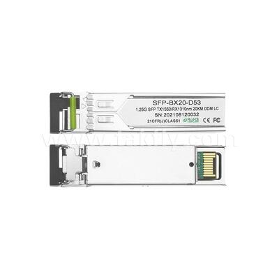 SFP 1.25gbps 20km LC Reach Tx1310nm/Rx1550nm Двунаправленный оптический приемник для центра обработки данных FTTX