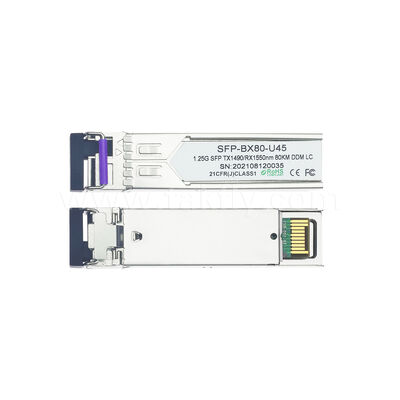 SFP 1.25gbps 80km LC Reach Tx1490nm/Rx1550nm Двунаправленный оптический приемник для центра обработки данных FTTX