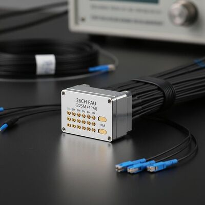 36-канальный блок волоконно-оптических соединителей FAU с гибридной структурой, высокой плотностью и точным выравниванием для центров обработки данных