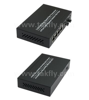 2.5G 2 Port Fiber 4 Port Copper Ethernet Switch с 10G Uplink и безвентарельным металлическим корпусом для расширения высокоскоростной сети