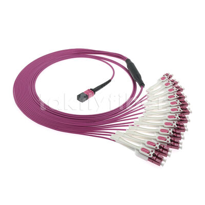 OM4 MPO к LC Uniboot 1-to-24 Breakout Patch Cord UPC Multimode низкая потеря