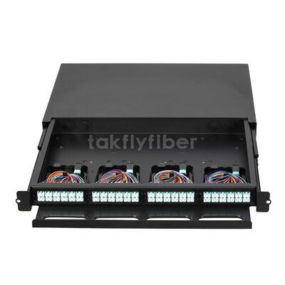 Патч-панель Takfly для монтажа в стойку высокой плотности с автоматическим управлением 12-волоконными кассетами MTP/MPO для центров обработки данных