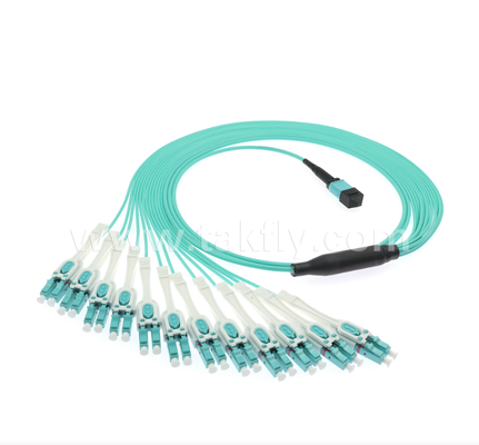 MPO/MTP на LC Uniboot Breakout Patch Cord   OM3 Мультимодный, высокоплотный, полярный обратимый для центров обработки данных 40G/100G