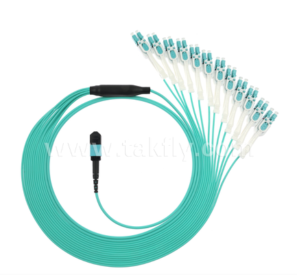 MPO/MTP на LC Uniboot Breakout Patch Cord   OM3 Мультимодный, высокоплотный, полярный обратимый для центров обработки данных 40G/100G