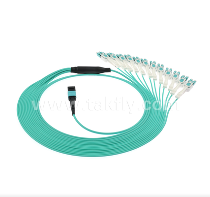 MPO/MTP на LC Uniboot Breakout Patch Cord   OM3 Мультимодный, высокоплотный, полярный обратимый для центров обработки данных 40G/100G