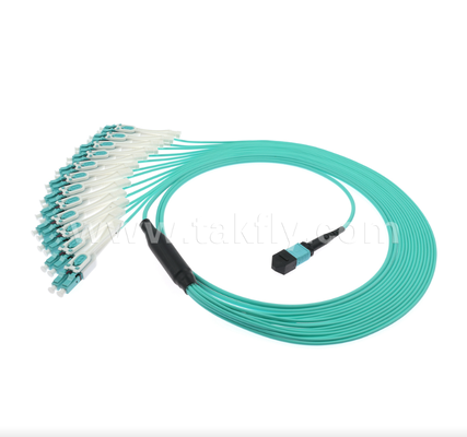 MPO/MTP на LC Uniboot Breakout Patch Cord   OM3 Мультимодный, высокоплотный, полярный обратимый для центров обработки данных 40G/100G