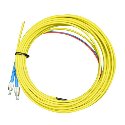 Режим плоского кабеля отрезка провода оптического волокна PVC G657A1 FC UPC двухшпиндельный желтый одиночный