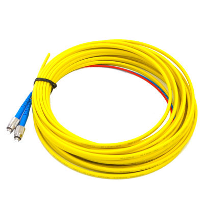 Режим плоского кабеля отрезка провода оптического волокна PVC G657A1 FC UPC двухшпиндельный желтый одиночный