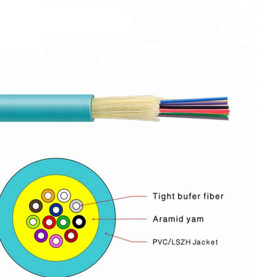 Ядра кабеля оптического волокна 24 буфера куртки Aqua OM3 распределительный кабель волокна плотного крытый