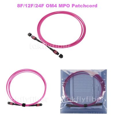 Хобот волокна 40GB 50/125MM OM4 MPO привязывает тип женщину 3.0mm b фиолетовую