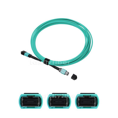 OM3 8/12/24 вырезает сердцевина из кабеля оптического волокна MPO MTP, 3.0mm, MM 50/125, Aqua
