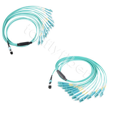 Волоконно-оптический MPO MTP кабель 24 ядра до 12LC DX Om3 Fanout Patch Cord для локальных и широкополосных сетей
