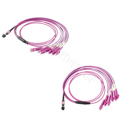 кабель MPO проламывания 3.0mm OM4 LSZH MPO к кабелю заплаты волокна LC