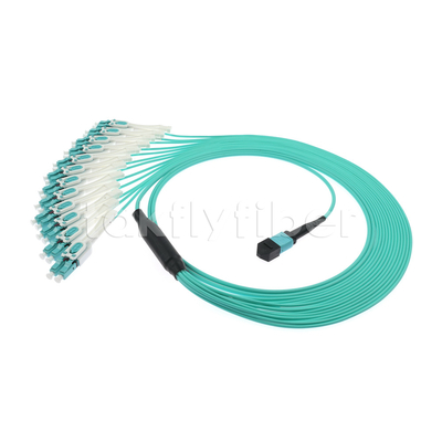 Волоконно-оптический MPO MTP кабель 24 ядра до 12LC DX Om3 Fanout Patch Cord для локальных и широкополосных сетей