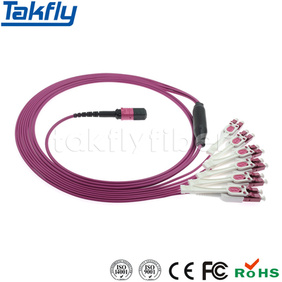 Тип элиты мультимодный кабель разветвителя высокой плотности 12C MTP-LC OM4 кабеля проламывания OM4 MPO-LC