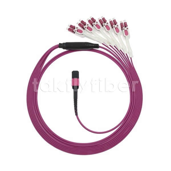 12F MPO/MTP-LC APC DX Uniboot OM4 Fiber Optic Patch Cord для центров обработки данных от -40°C до 85°C