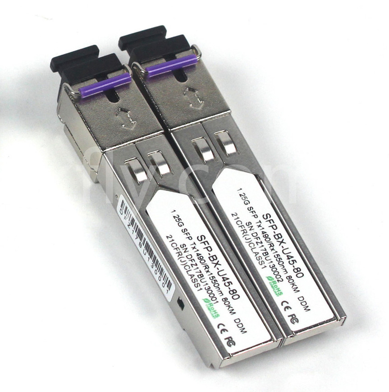 1.25G SFP BIDI модуль Tx1490/Rx1550nm 80KM SMF DDM LC CISCO JUNIPER HUAWEI совместимый