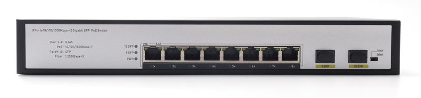 DF-2F-8GP 2-порт 10/100/1000Mbps 8+2 Uplink Fiber Ports Гигабитный коммутатор Poe Network