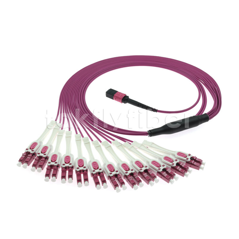 OM4 MPO к LC Uniboot 1-to-24 Breakout Patch Cord UPC Multimode низкая потеря