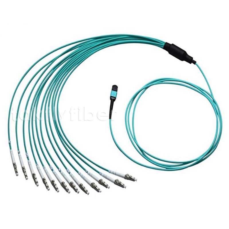 MPO LC Duplex Breakout Cable OM4 12 Fibers 50/125um Fiber Optic Patch Cable для центров обработки данных высокой плотности